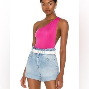 Revolve superdown NWT sammy strap back bodysuit Pink asymmetrical small